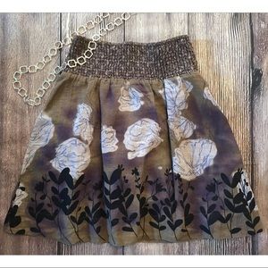 Free People coffee plum floral skirt